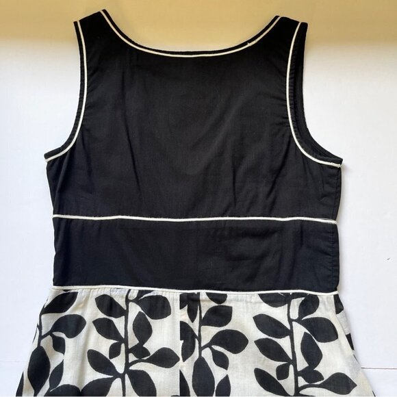 Chaudry KC Midi Dress Cream Black Floral 100% Cotton V Neck Lined Y2K 90s Sz  S - Picture 15 of 16